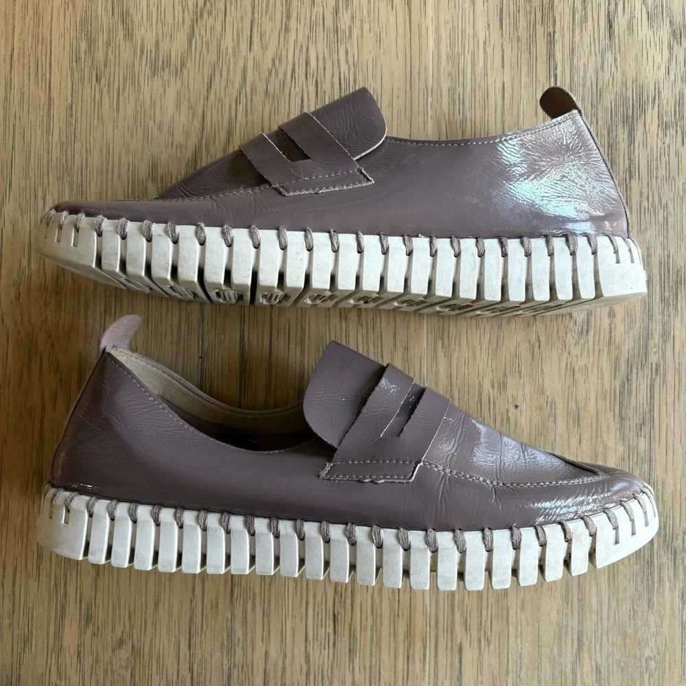 ILSE JACOBSEN Patent Leather Tulip Loafers Lilac Purple Shoes SZ EU 39; US‎ 8.5